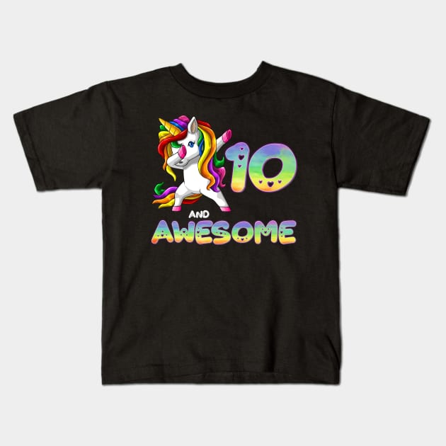 Dabbing Unicorn 10 and Awesome - Unicorn 10 Year Old Gift idea For Birthday Christmas Kids T-Shirt by giftideas